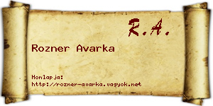Rozner Avarka névjegykártya